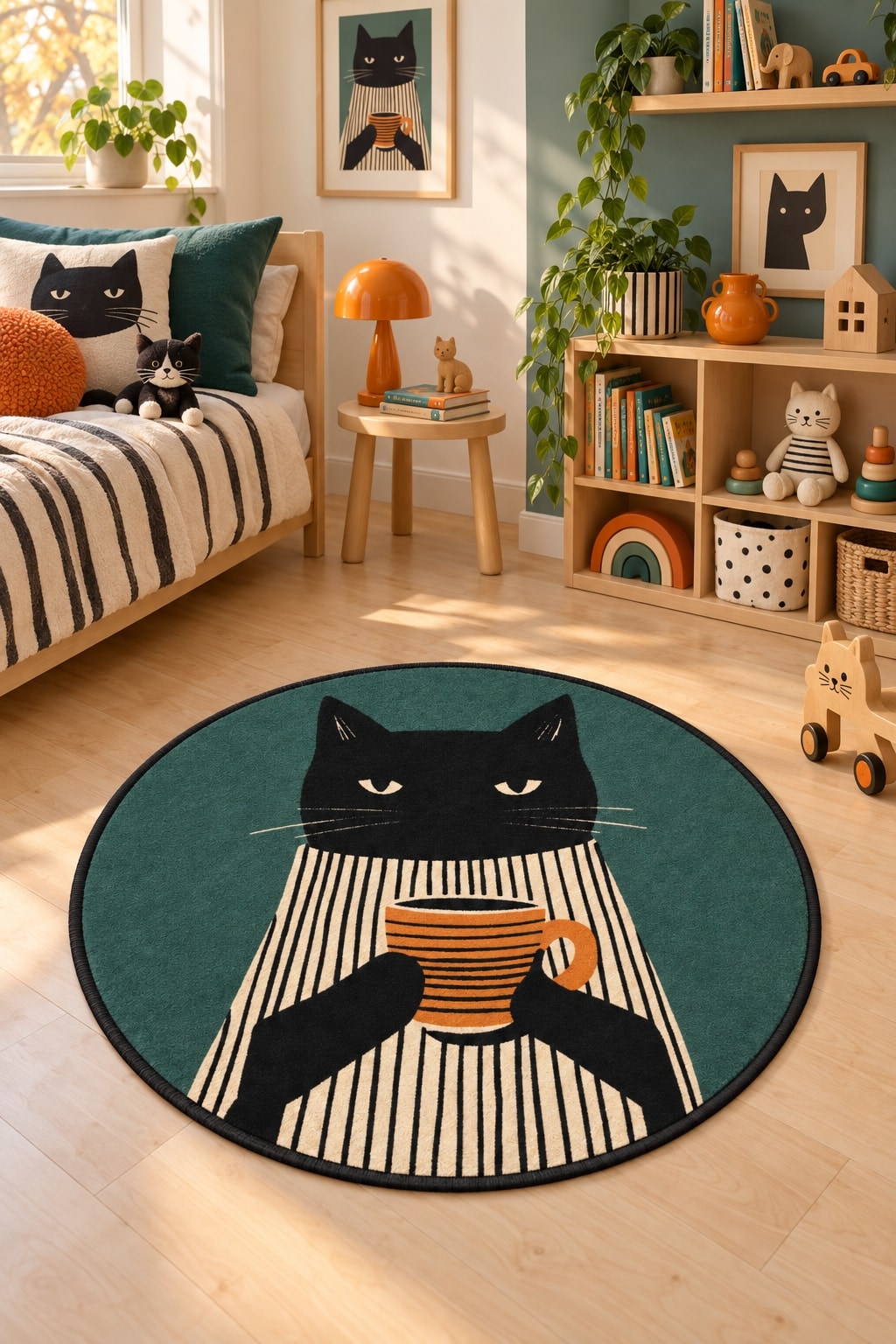 Character Kids Round Rug – Green in a nursery