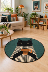 Character Kids Round Rug – Green in a living room