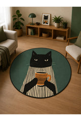 Character Kids Round Rug – Green in a living room