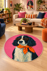 Character Kids Round Rug – Pink in a living room