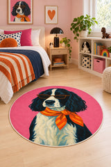 Character Kids Round Rug – Pink in a bedroom