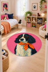 Character Kids Round Rug – Pink in a nursery