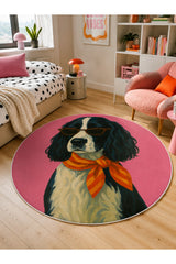 Character Kids Round Rug – Pink in a bedroom