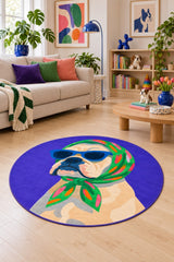 Character Kids Round Rug – Purple in a living room