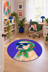 Character Kids Round Rug – Purple in a office