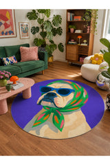 Character Kids Round Rug – Purple in a living room