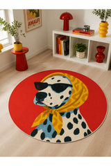 Character Kids Round Rug – Red in a living room