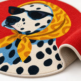 Character Kids Round Rug – Red – texture close-up