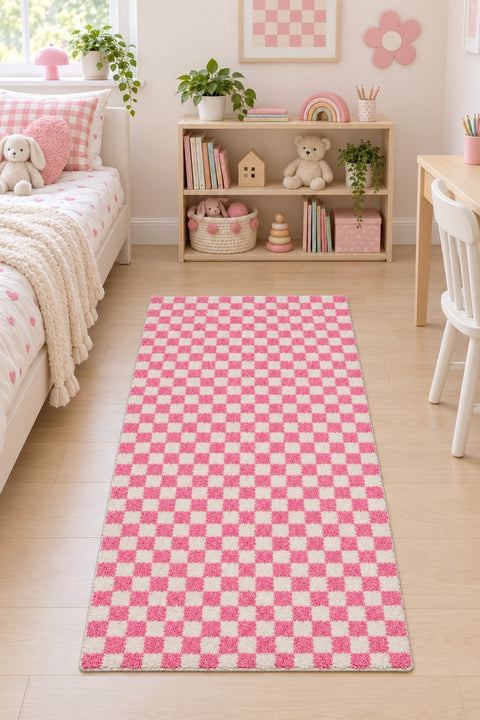 Checkerboard Kids Area Rug in a nursery