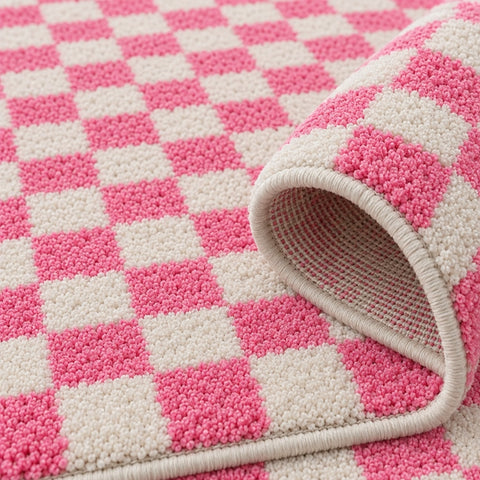 Checkerboard Kids Area Rug – texture close-up