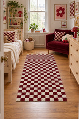 Chess Checkered Traditional Area Rug – Ecru in a nursery