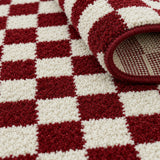 Chess Checkered Traditional Area Rug – Ecru – texture close-up