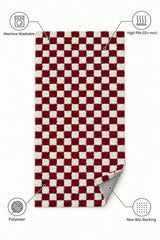 Chess Checkered Traditional Area Rug – Ecru – features