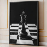 Chess King Modern Minimalist Wall Art – Dramatic Black-and-White Photo
