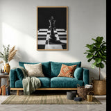 Chess King Modern Minimalist Wall Art – Dramatic Black-and-White Photo