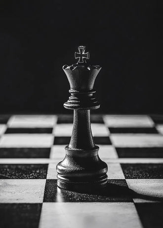 Chess King Modern Minimalist Wall Art – Dramatic Black-and-White Photo