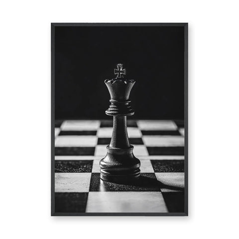 Chess King Modern Minimalist Wall Art – Dramatic Black-and-White Photo