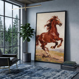 Chestnut Horse Traditional Wall Art – Brown Horse in Earthy Landscape