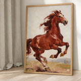 Chestnut Horse Traditional Wall Art – Brown Horse in Earthy Landscape