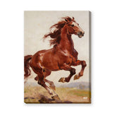 Chestnut Horse Traditional Wall Art – Brown Horse in Earthy Landscape