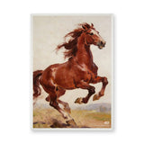 Chestnut Horse Traditional Wall Art – Brown Horse in Earthy Landscape