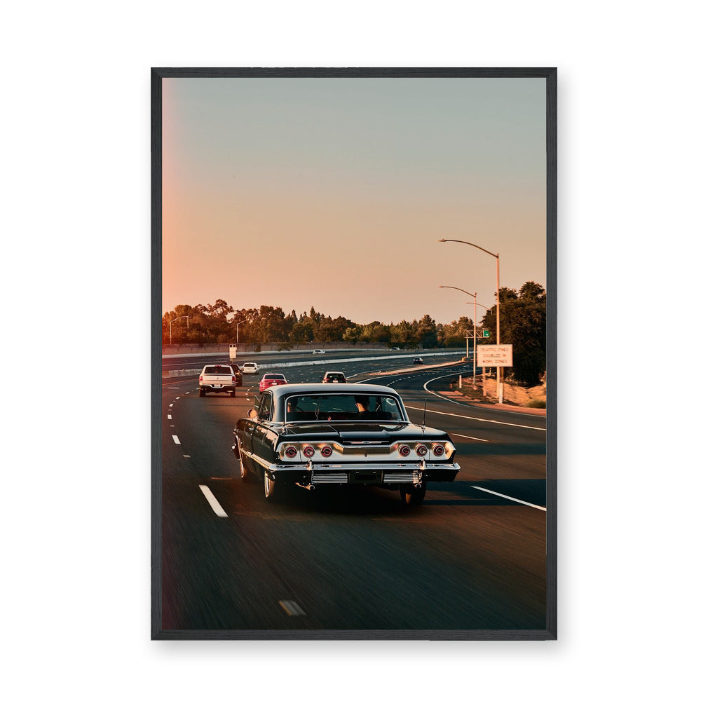 Chevrolet Impala Vintage Wall Art – Classic Sunset Freeway Drive