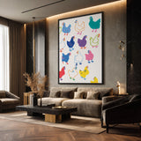 Chicken Kids Wall Art – Colorful Hand-Drawn Hen Pattern