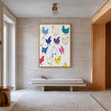Chicken Kids Wall Art – Colorful Hand-Drawn Hen Pattern