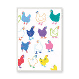 Chicken Kids Wall Art – Colorful Hand-Drawn Hen Pattern