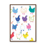 Chicken Kids Wall Art – Colorful Hand-Drawn Hen Pattern