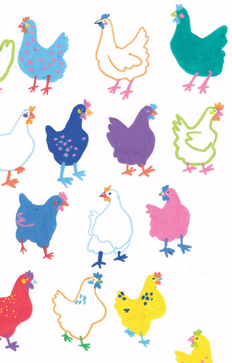 Chicken Kids Wall Art – Colorful Hand-Drawn Hen Pattern