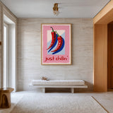 Chili Pepper Pop Art Wall Art – Just Chillin’ Red and Blue Peppers