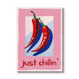 Chili Pepper Pop Art Wall Art – Just Chillin’ Red and Blue Peppers
