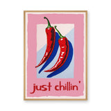 Chili Pepper Pop Art Wall Art – Just Chillin’ Red and Blue Peppers