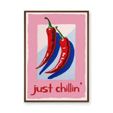 Chili Pepper Pop Art Wall Art – Just Chillin’ Red and Blue Peppers