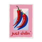 Chili Pepper Pop Art Wall Art – Just Chillin’ Red and Blue Peppers