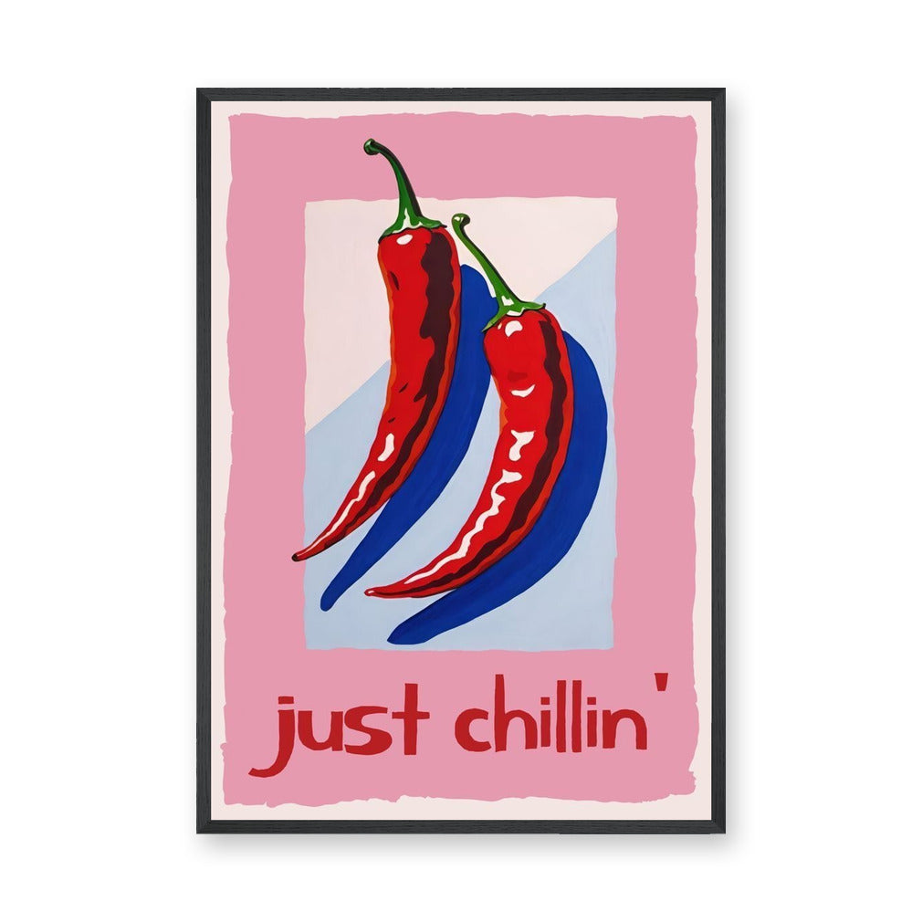 Chili Pepper Pop Art Wall Art – Just Chillin’ Red and Blue Peppers