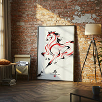 Chinese Zodiac Horse Illustration Décor Poster – Aesthetic Wall Print