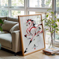 Chinese Zodiac Horse Illustration Décor Poster – Aesthetic Wall Print