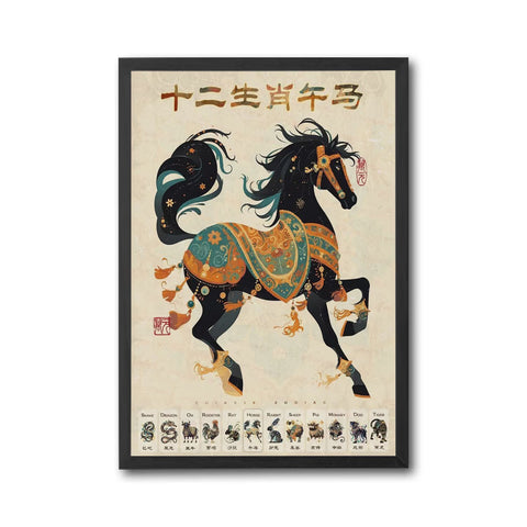 Chinese Zodiac Horse Wall Print Wall Poster – Aesthetic 十二生肖午马 Print