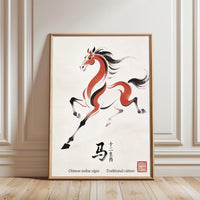 Chinese Zodiac Horse Wall Poster – Traditional Chinese Culture Print