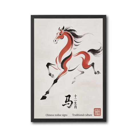 Chinese Zodiac Horse Wall Poster – Traditional Chinese Culture Print