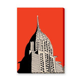 Chrysler Building Modern Line Art Wall Art – Bold Red NYC Skyscraper