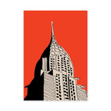 Chrysler Building Modern Line Art Wall Art – Bold Red NYC Skyscraper