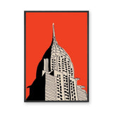 Chrysler Building Modern Line Art Wall Art – Bold Red NYC Skyscraper