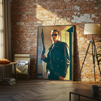 Cinematic Action Movie Wall Décor Wall Poster – Leather Jacket Gunman Print