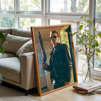 Cinematic Action Movie Wall Décor Wall Poster – Leather Jacket Gunman Print