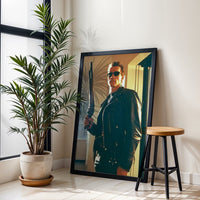 Cinematic Action Movie Wall Décor Wall Poster – Leather Jacket Gunman Print