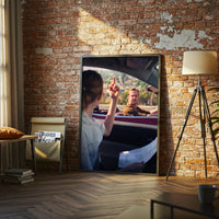 Cinematic Car Interaction Scene Wall Poster – Dramatic Movie Style Home Wall Print