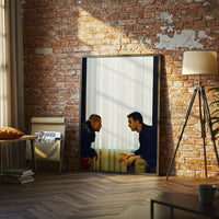 Cinematic Conversation Wall Décor Print – Dramatic Two Men Scene Print